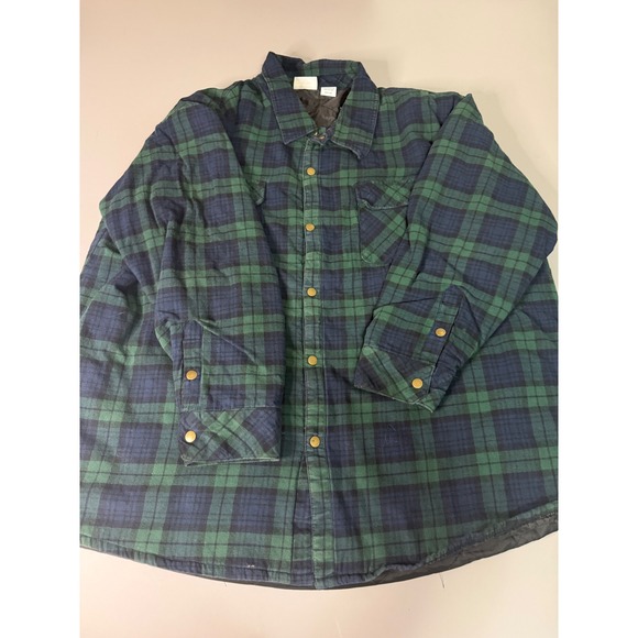 WearGuard Other - WearGuard Mens 3XL Quilted Flannel Shirt Jacket Plaid Green Navy Blue 12301